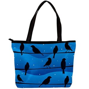 tote bag shoulder bags handbags blue & blace birds satchel handbags for women with inner pouch
