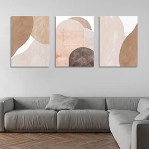 Geometric Framed Wall Art Print 3 Piece Set Modern Minimalist Poster Prints Colorful Art Wall Decor Painting Artwork for Office Living Room Bedroom Decoration Wooden Framed Ready to Hang (36"Wx16"H)