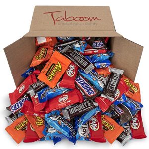 taboom bulk easter chocolate, individually wrapped: 5 lb box christmas candy variety pack with hershey’s milk chocolate bars, reese’s mini peanut butter cups, snickers, kit kat, almond joy and whoppers