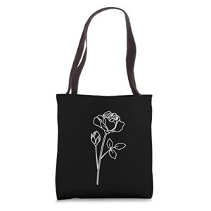 rose june birth flower art floral minimalist personalized tote bag
