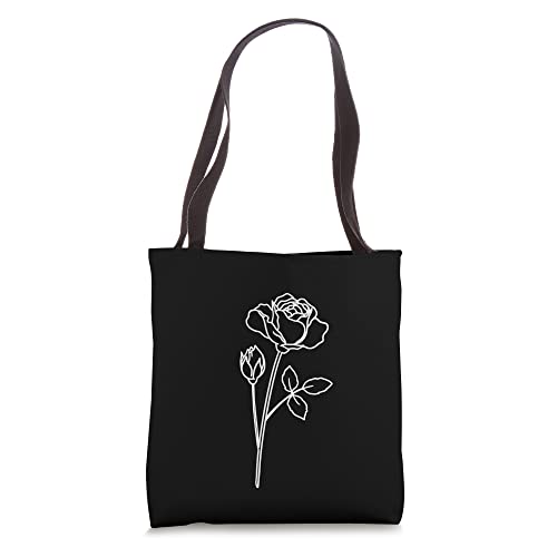 Rose June Birth Flower Art Floral Minimalist Personalized Tote Bag