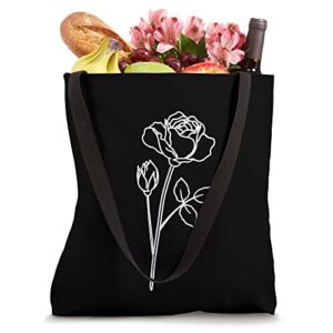 Rose June Birth Flower Art Floral Minimalist Personalized Tote Bag