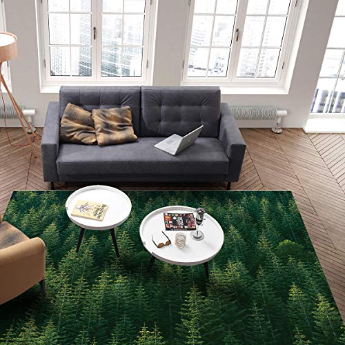 2'7''x 5' Forest Area Rug,Green Natrual Landscape Beautiful Tree Outdoor Indoor Washable Carpet Area+Rug for Living Room,Kids/Boys/Girls Bedroom,Bathroom,Classroom,Kitchen,Hallway,Throw Floor Mat