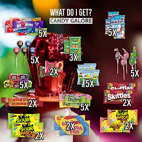 Sour Candy Gift Assorted (50 Count) with Sour Patch, Skittles, and More by Stuff Your Sack