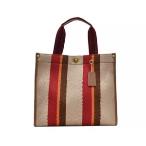 womens shoulder bags – casual handbags – strip fashion design – bag for travel, office, school (brown)