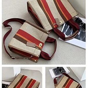 Womens Shoulder Bags - Casual Handbags - Strip Fashion Design - Bag for Travel, Office, School (Brown)