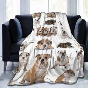 aurary english bulldogs soft throw blanket for kids and adult anime ultra cozy and luxury decorative throw blanket for couch,bed,car and sofa 60”x50”, black (10826)