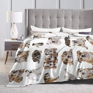 Aurary English Bulldogs Soft Throw Blanket for Kids and Adult Anime Ultra Cozy and Luxury Decorative Throw Blanket for Couch,Bed,Car and Sofa 60''x50'', Black (10826)