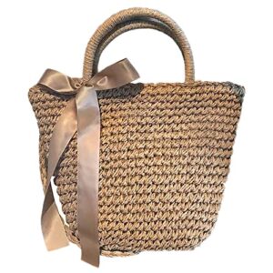 straw bag for women – woven beach bag straw tote bag 2 in 1 shoulder bags and handmade straw handbags for summer