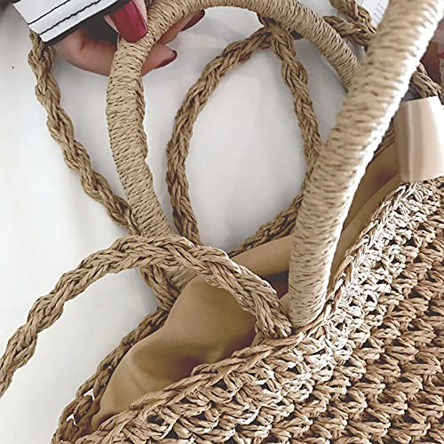 Straw Bag for Women - Woven Beach Bag Straw Tote Bag 2 in 1 Shoulder Bags and Handmade Straw Handbags for Summer