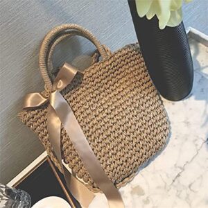 Straw Bag for Women - Woven Beach Bag Straw Tote Bag 2 in 1 Shoulder Bags and Handmade Straw Handbags for Summer