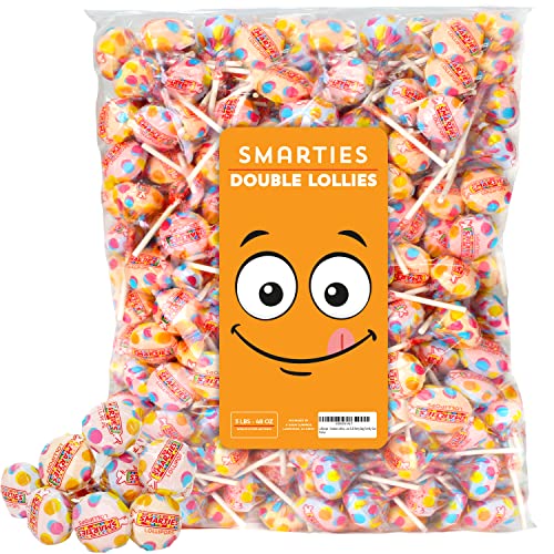 Smarties Lollipops - Fun Easter Candy for Kids - Double Lollies, Bulk Individually Wrapped 3LB Party Bag Family Size