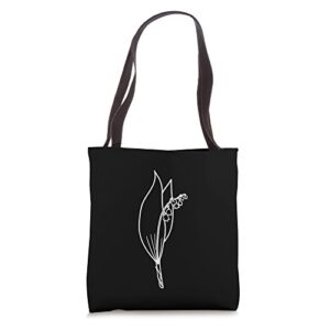 may lily of the valley birth flower art floral minimalist tote bag