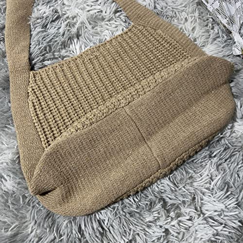 Women Retro Summer Hobo Bag Trendy Knitted Shoulder Bags Mesh Hollow Tote Bag Fairycore Grunge Aesthetic Beach Purse (Black)