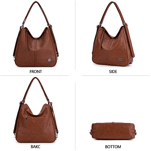 Angelkiss Women's Leather Hobo Bags Fashion Leather Purses and Handbags for Ladies Tassel Designer Shoulder Bucket Bag