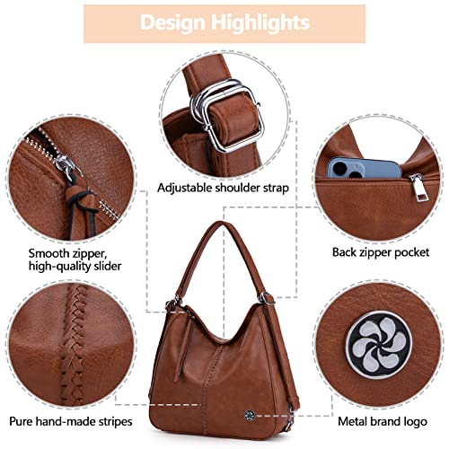 Angelkiss Women's Leather Hobo Bags Fashion Leather Purses and Handbags for Ladies Tassel Designer Shoulder Bucket Bag