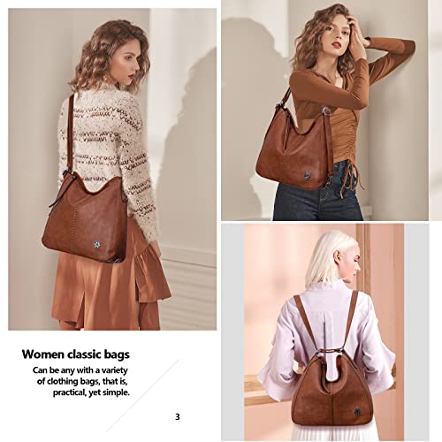 Angelkiss Women's Leather Hobo Bags Fashion Leather Purses and Handbags for Ladies Tassel Designer Shoulder Bucket Bag