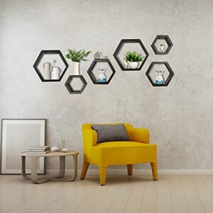 Hexagon Floating Shelves,Geometric Figure Wall Shelf for Living, Room,Kitchen,Bedroom, Bathroom, Wall Decoration Honeycomb Floating Shelf(Black)