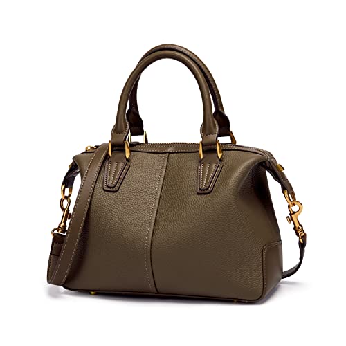 Leather Top Handle Tote Handbags For Women Medium Satchel Purse With Shoulder Straps (2-Brown)