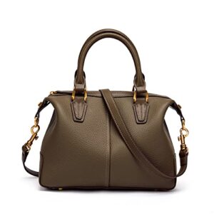 Leather Top Handle Tote Handbags For Women Medium Satchel Purse With Shoulder Straps (2-Brown)