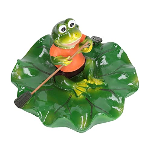 CHICIRIS Floating Leaf Frogs Ornament, Lifelike Durable Waterproof Resin Floating Frogs Leaf Exquisite High Grade Simulation for Garden Pool