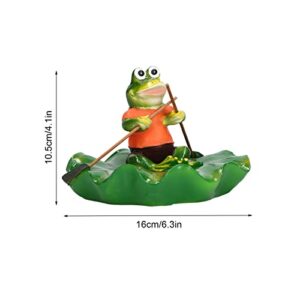 CHICIRIS Floating Leaf Frogs Ornament, Lifelike Durable Waterproof Resin Floating Frogs Leaf Exquisite High Grade Simulation for Garden Pool