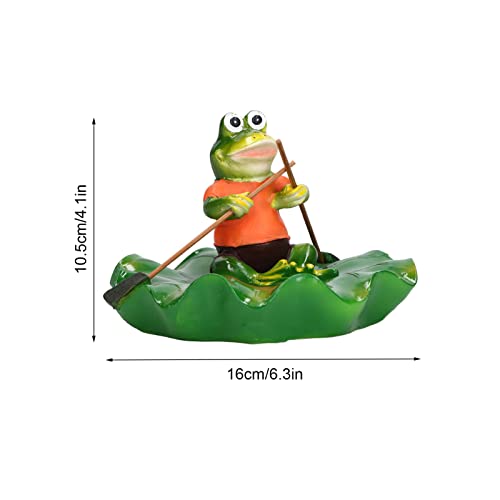 CHICIRIS Floating Leaf Frogs Ornament, Lifelike Durable Waterproof Resin Floating Frogs Leaf Exquisite High Grade Simulation for Garden Pool