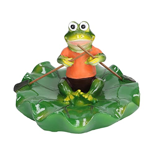 CHICIRIS Floating Leaf Frogs Ornament, Lifelike Durable Waterproof Resin Floating Frogs Leaf Exquisite High Grade Simulation for Garden Pool