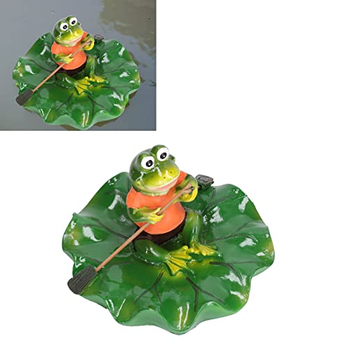 CHICIRIS Floating Leaf Frogs Ornament, Lifelike Durable Waterproof Resin Floating Frogs Leaf Exquisite High Grade Simulation for Garden Pool