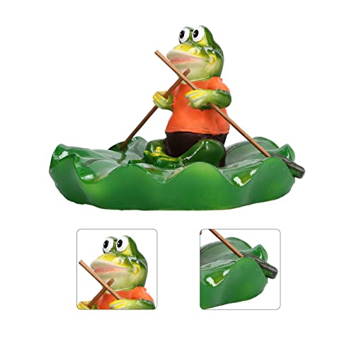 CHICIRIS Floating Leaf Frogs Ornament, Lifelike Durable Waterproof Resin Floating Frogs Leaf Exquisite High Grade Simulation for Garden Pool