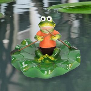 CHICIRIS Floating Leaf Frogs Ornament, Lifelike Durable Waterproof Resin Floating Frogs Leaf Exquisite High Grade Simulation for Garden Pool