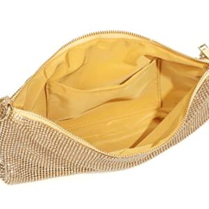 YUWITA Rhinestone Evening Handbag Purse Small Hobo Shoulder Bag for Women (Gold)