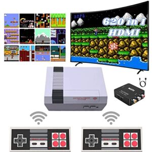 classic mini retro game console,classic game system built 620 video games and 2 wireless controllers,av and hdmi output,plug and play.