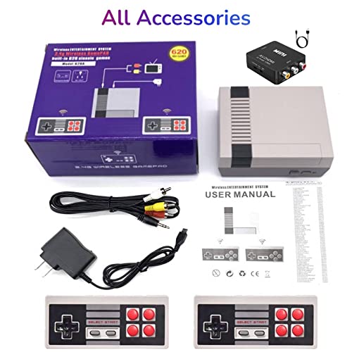 Classic Mini Retro Game Console,Classic Game System Built 620 Video Games and 2 Wireless Controllers,AV and HDMI Output,Plug and Play.