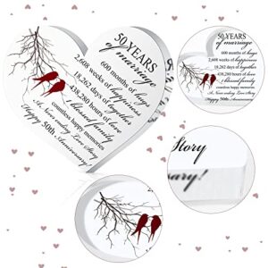 Qunclay Years of Marriage Gift Wedding Anniversary Heart Marriage Keepsake Decoration Gift for Couple Parent Women Mom Husband Wife (50th)