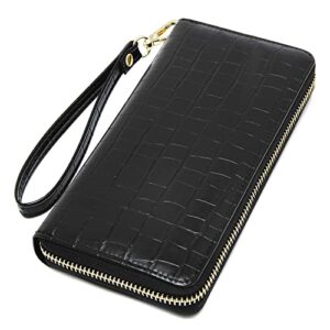 badiya womens wallet rfid blocking leather zip around wallet large capacity credit card long purse clutch wristlet