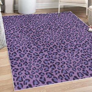 lunarable animal print decorative rug, leopard skin wildlife safari design creative contemporary art, quality carpet for bedroom dorm and living room, 4′ x 5′ 5″, lavender