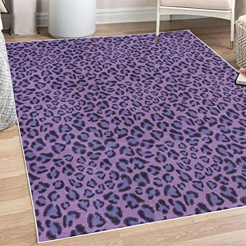 Lunarable Animal Print Decorative Rug, Leopard Skin Wildlife Safari Design Creative Contemporary Art, Quality Carpet for Bedroom Dorm and Living Room, 4' X 5' 5", Lavender