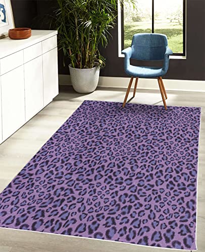 Lunarable Animal Print Decorative Rug, Leopard Skin Wildlife Safari Design Creative Contemporary Art, Quality Carpet for Bedroom Dorm and Living Room, 4' X 5' 5", Lavender