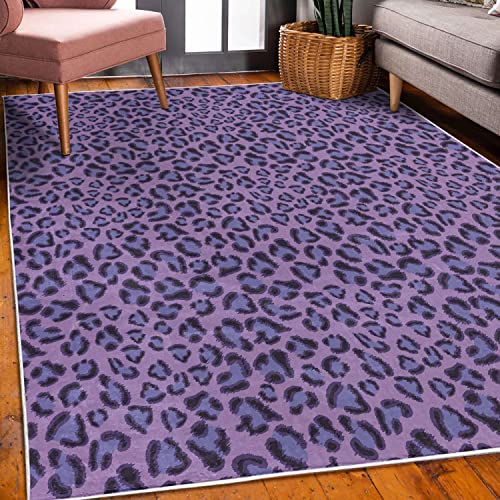 Lunarable Animal Print Decorative Rug, Leopard Skin Wildlife Safari Design Creative Contemporary Art, Quality Carpet for Bedroom Dorm and Living Room, 4' X 5' 5", Lavender