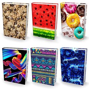 Book Sox Stretchable Book Cover: 6 Print Value Pack. Fits Most Hardcover Textbooks up to 9 x 11. Adhesive-Free, Nylon Fabric School Book Protector Easy to Put On Jacket wash Re-use (Ultra Print2020)