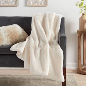 Threshold Collection Cream 60 x 50 Faux Rabbit Fur Throw Blanket - Threshold