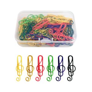 100pcs music multicoloured metal paper clips, cute metal musical notes shaped bookmark clips for student kids gift notebook office accessories document organization