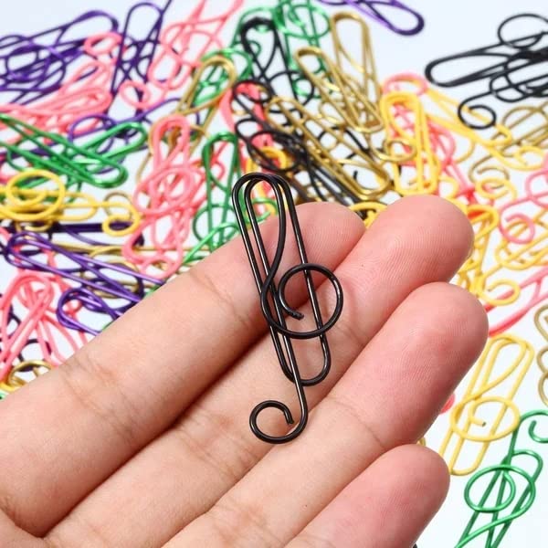 100Pcs Music Multicoloured Metal Paper Clips, Cute Metal Musical Notes Shaped Bookmark Clips for Student Kids Gift Notebook Office Accessories Document Organization