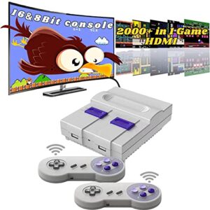 super classic retro game console,4k hdmi video game system with built in 2000+ old school classic games and dual game controllers wireless,support tf card and plug and play.