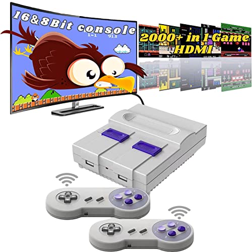 Super Classic Retro Game Console,4K HDMI Video Game System with Built in 2000+ Old School Classic Games and Dual Game Controllers Wireless,Support TF Card and Plug and Play.