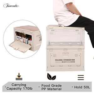 Funcode folding storage box with Wooden cover,for camping,car storage, home sorting. (khaki)