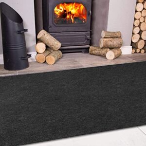 Fireplace Rug Fire Resistant Rectangular Fireproof Hearth Pads Polyester Trim Non Slip Wood Stove Mat, Protects Floors Patio from Sparks Embers