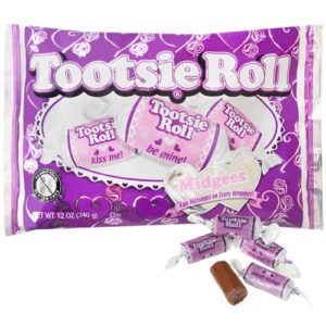 valentine purple tootsie roll midgees, 12 ounce bag