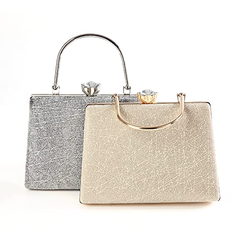 Evening Party Bags for Women Sparkly Clutch Purse Wedding Purses Wallet Fancy Desinger Handbags Bing Glitter Shoulder Bags with Detachable Chain for Cocktail Prom Silver Small Tote Bag Club Purse